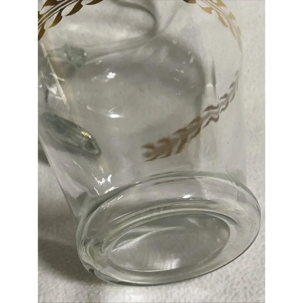 Vintage Gold Wreath 64oz Ice Lip Glass Pitcher